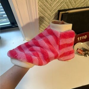 Pink Striped Fuzzy Dog Sweater